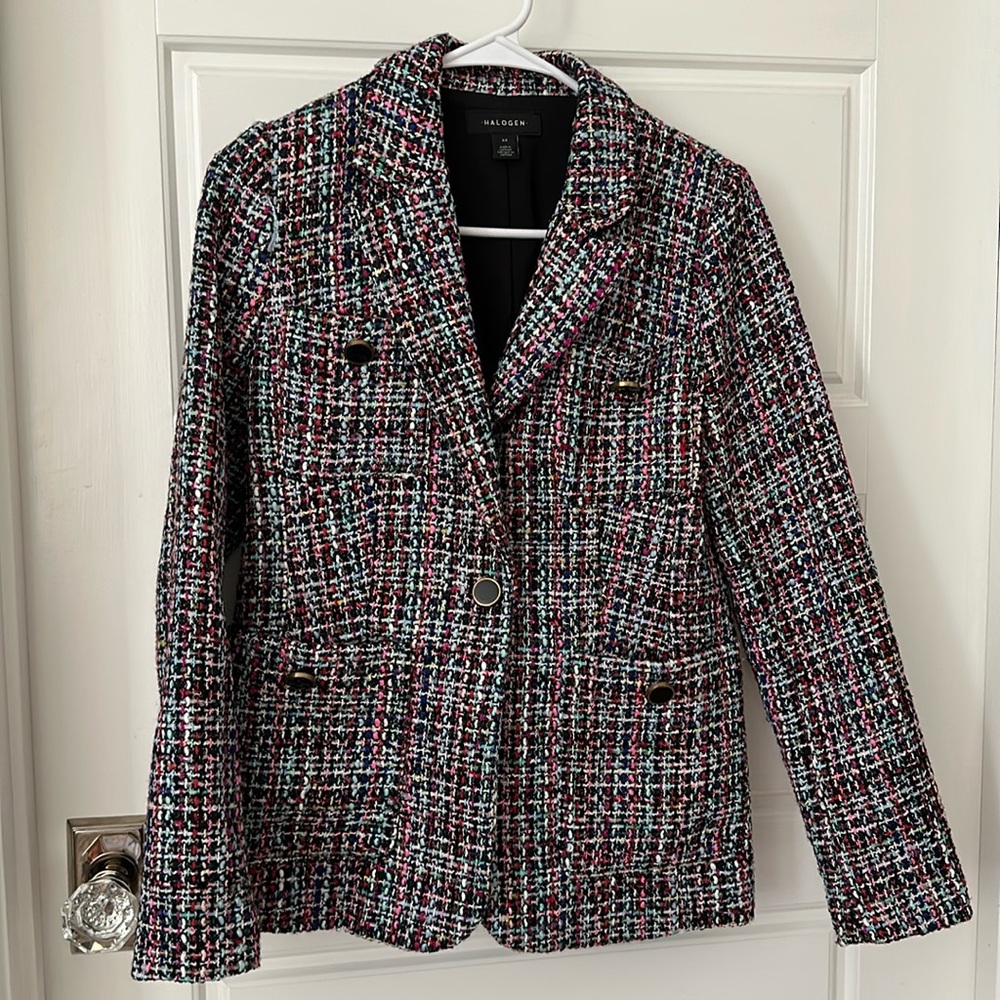 Colorful tweed blazer